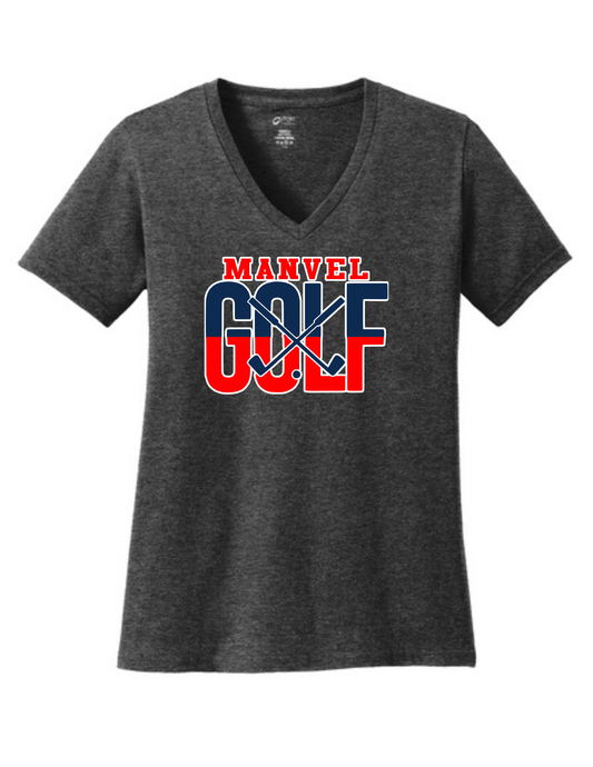Manvel Golf - Manvel Golf Ladies Vneck Cotton Tee