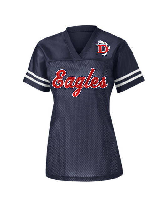 Dawson Football- Glitter  Eagles Football- Ladies fan Jersey- Navy