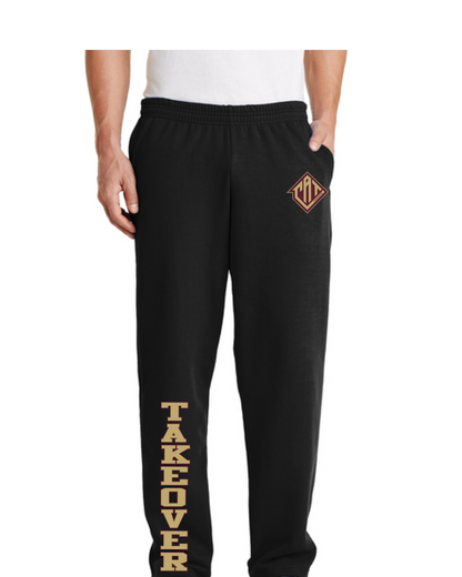 CAT Takeover-  Takeover Maroon  & Gold Cotton Blend Fleece Pants-Black