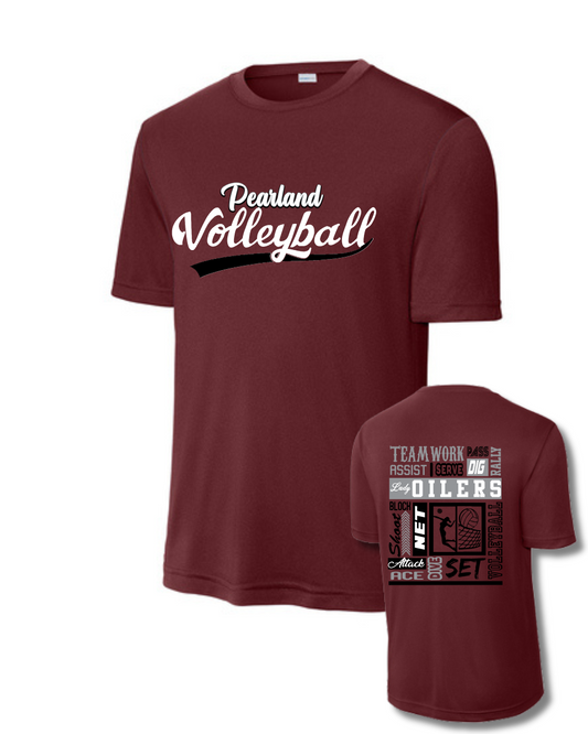PHS Volleyball-Pearland Volleyball Performance Tee- Maroon