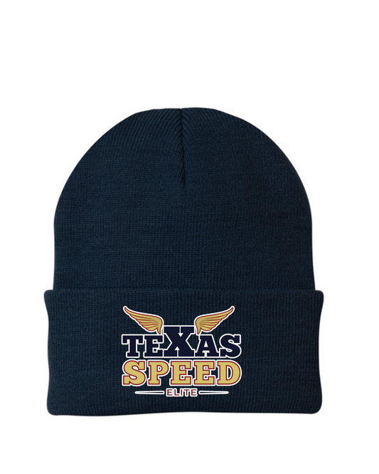 Texas Speed Elite- Embroidered Logo Beanie-Navy