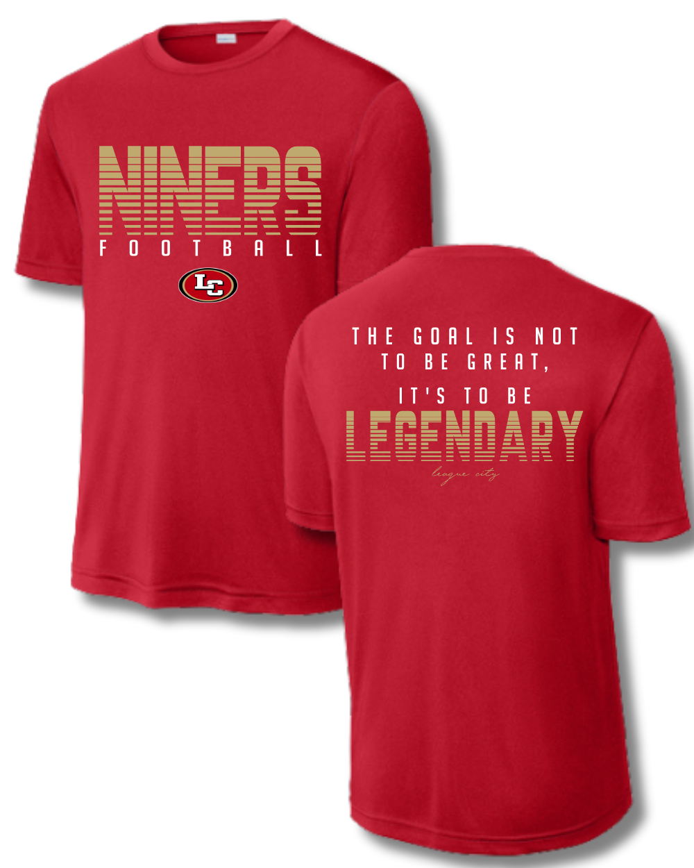 League City 49ers-Legendary NINERS- Performance Tee- Red
