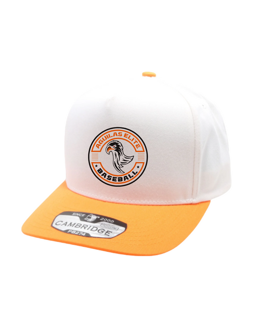Aguilas Elite- Aguilas Baseball Embroidered Five Panel 2 Tone Hat- Cream/Orange