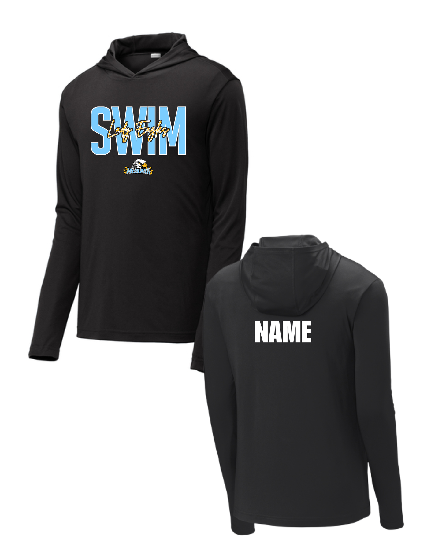 McNair Jr High - Lady Eagles Swim Performance Long Sleeve Hooded Tshirt
