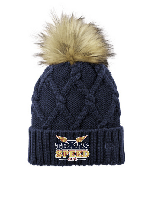 Texas Speed Elite- Embroidered Logo Pom Beanie-Navy