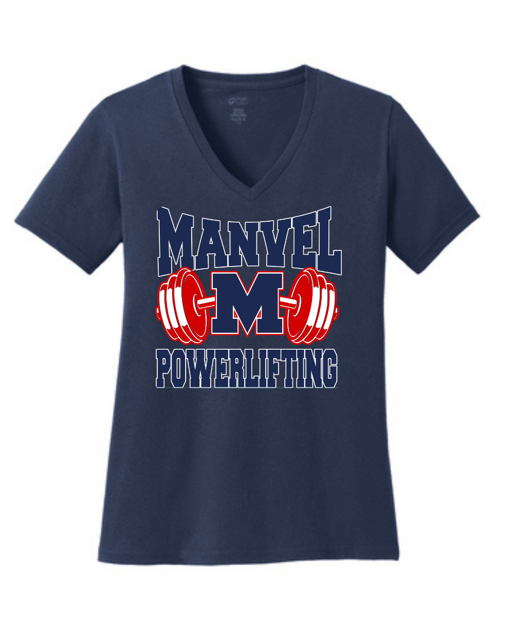 Manvel Powerlifting- Manvel Powerlifting Ladies Vneck Cotton Tee