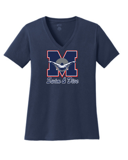 Manvel Swim & Dive- Manvel Swim Ladies Vneck Cotton Tee