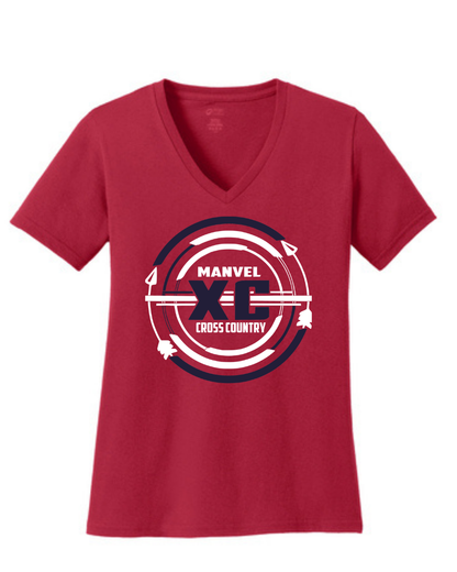 Manvel Cross Country- Manvel Cross Country Ladies Vneck Cotton Tee
