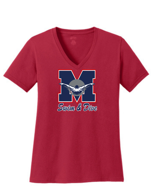 Manvel Swim & Dive- Manvel Swim Ladies Vneck Cotton Tee