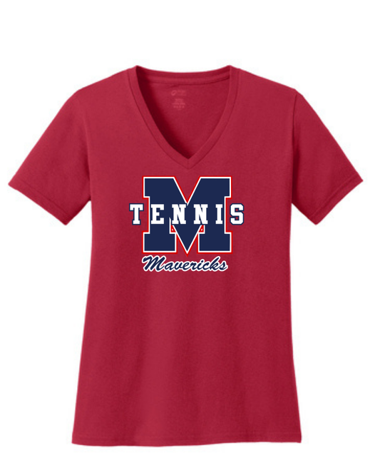 Manvel Tennis- Mavericks Tennis Ladies Vneck Cotton Tee