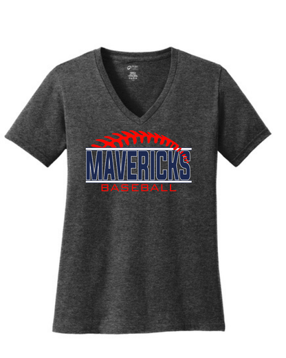 Manvel Baseball- Manvel  Baseball Ladies Vneck Cotton Tee