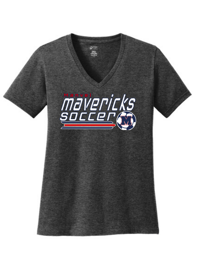 Manvel Soccer- Manvel Soccer Ladies Vneck Cotton Tee