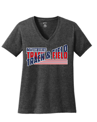 Manvel Track and Field- Mavericks Track and Field Ladies Vneck Cotton Tee
