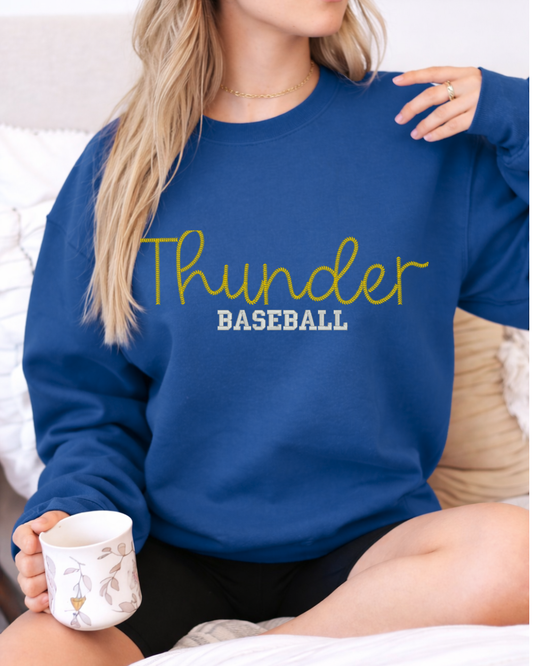 Thunder Baseball- Thunder Baseball Embroidered Stitchfont Crewneck