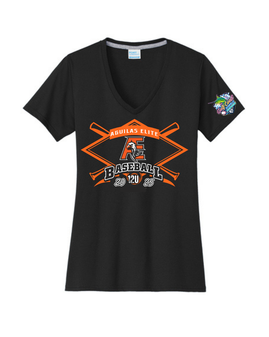 Aguilas Elite-AE Diamond WS Ladies Vneck - Performance Tee-Black