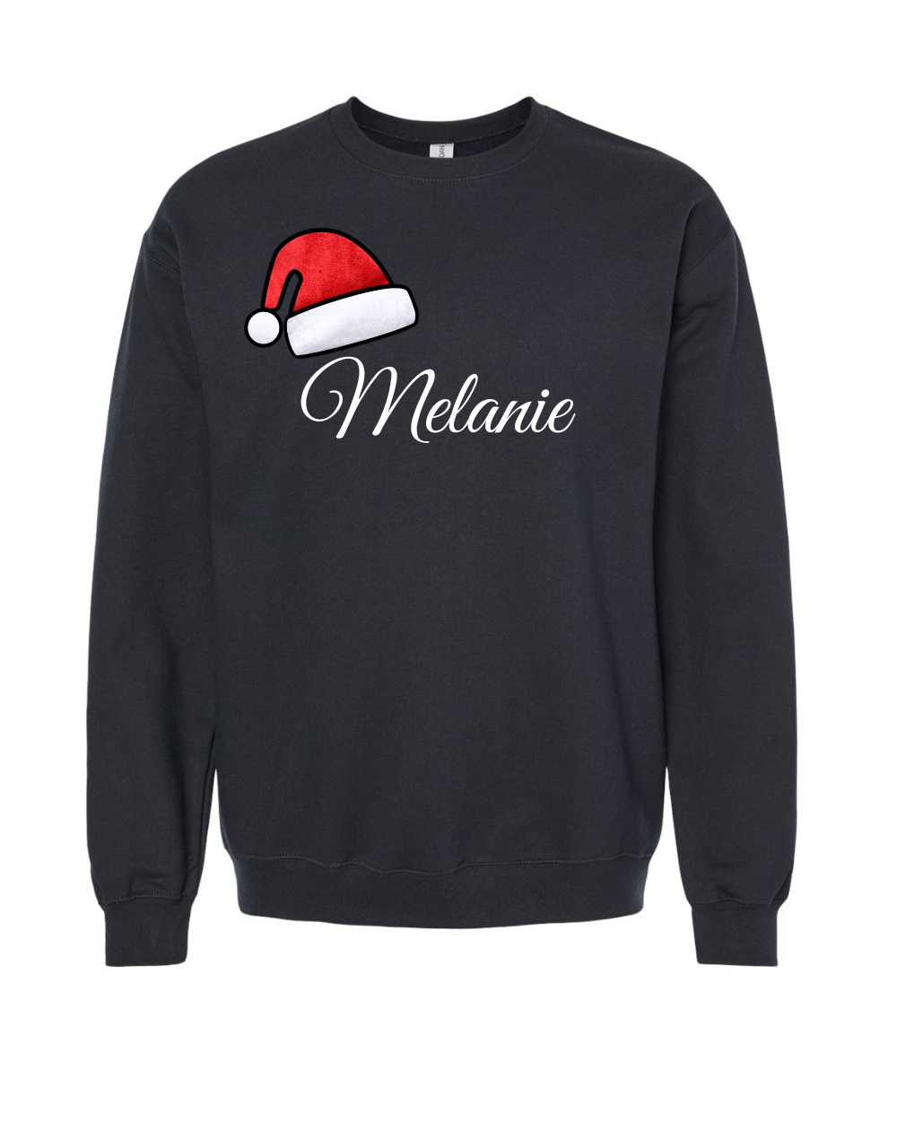 Christmas- Embroidered Fur Applique Santa Hat Name Sweatshirt