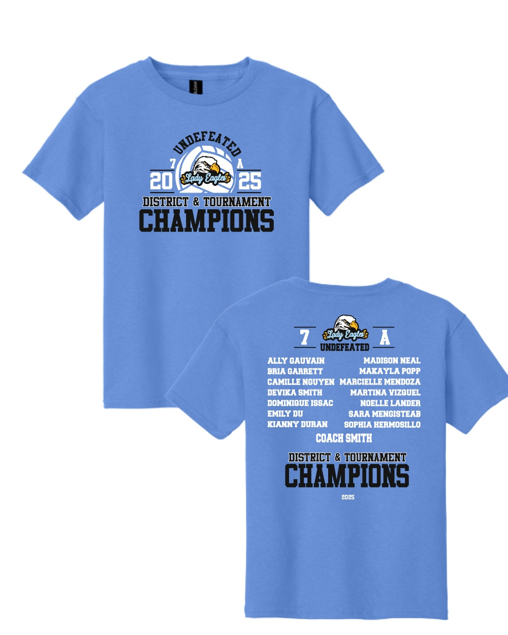 McNair Volleyball - 7A Undefeated District & Tournament Champions Cotton Tee Shirt