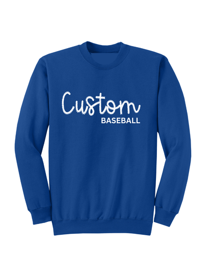 Baseball Spiritwear- Baseball Embroidered Mascot  Stitch Font Crewneck