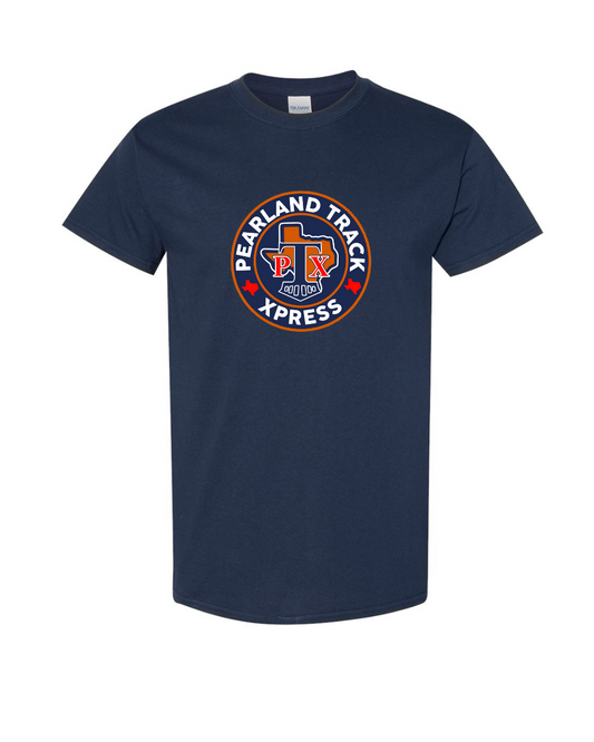 PTX- Pearland Track Xpress Logo  Cotton Blend tee- Navy