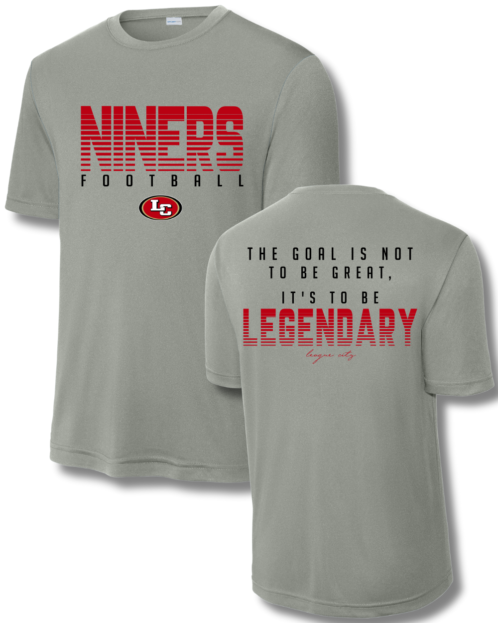 League City 49ers-Legendary NINERS- Performance Tee- Heather Grey