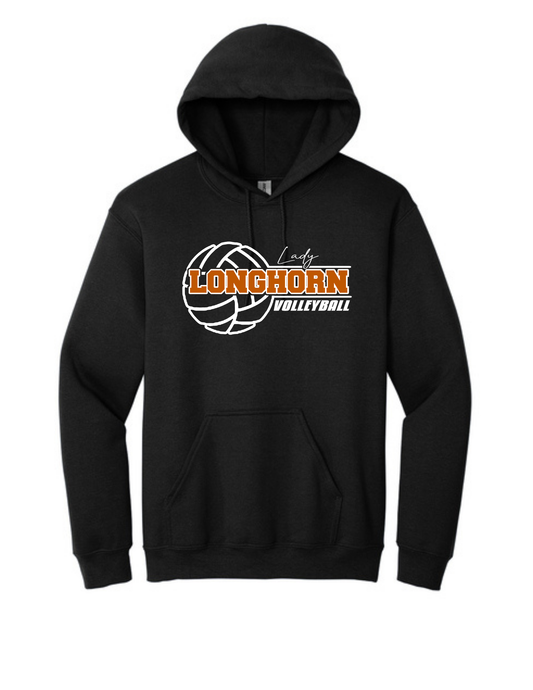 Dobie HS Volleyball - Ladies Longhorn Volleyball Logo - Hoodie - Black