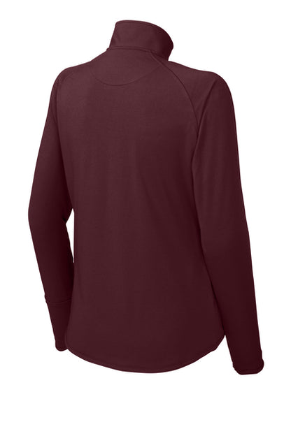 Heights Volleyball- Heights VB Ladies Stretch 1/4-Zip Pullover-Maroon