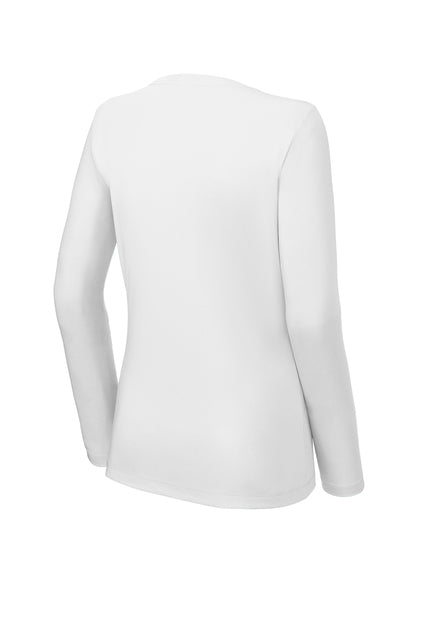Heights Volleyball- Heights VB Ladies Longsleeve Performance Tee- White