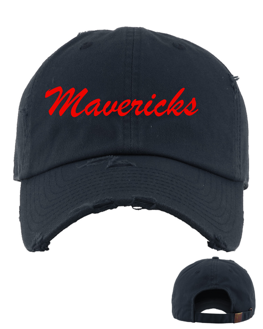 Manvel Athletics- Embroidered Mavericks Distressed Cap