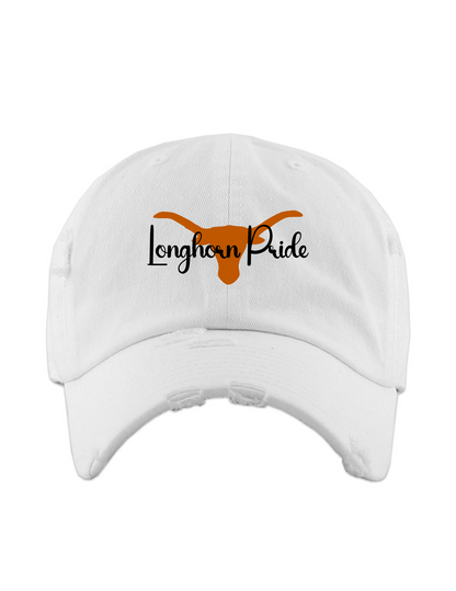 Dobie HS Volleyball - Longhorn Pride - Distressed Hat - White