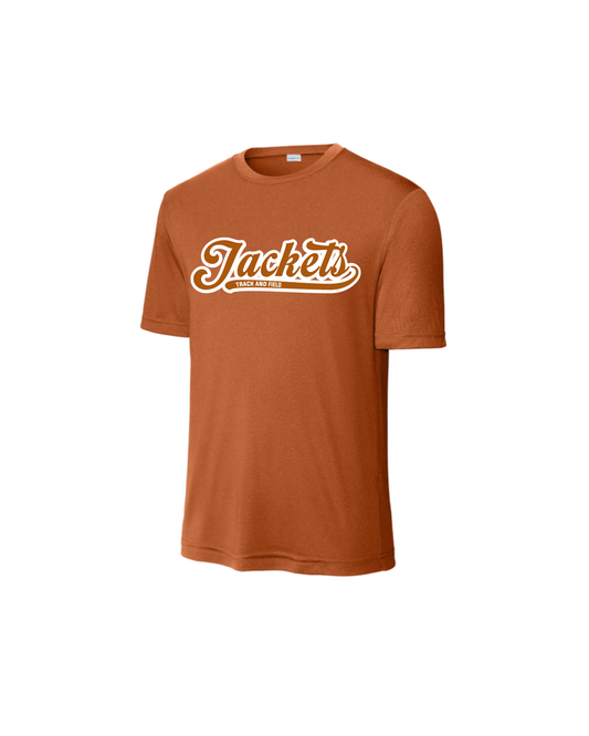 Alvin HS Track and Field- Cursive Jackets Track and Field Performance Short Sleeve Tee