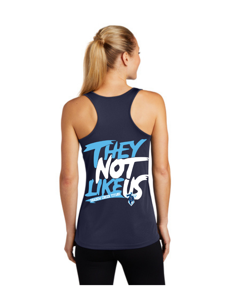 Shadow Creek Titans-They Not Like Us- Ladies Racerback Tanktop-Navy