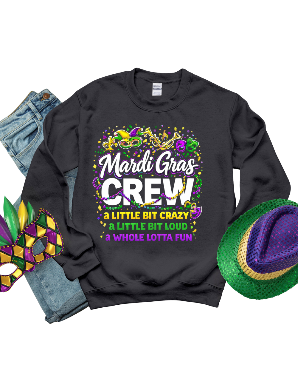 Sweatshirt-Mardi Gras Crew Sweatshirt