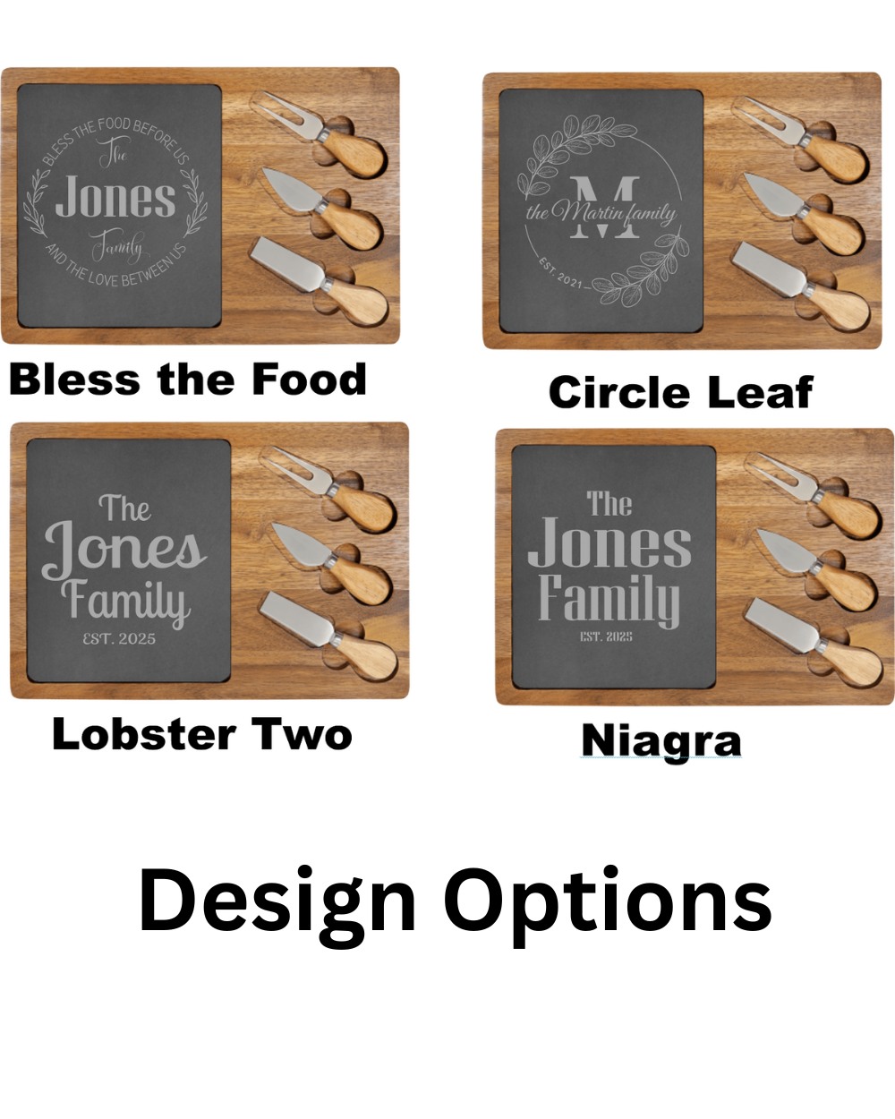 Gifts- Acacia Wood/Slate Rectangle Cheese Set with Three Tools