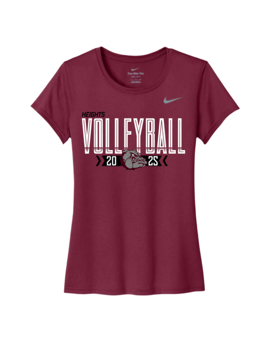 Heights Volleyball- Nike Legend Ladies Performance Tee- Deep Maroon