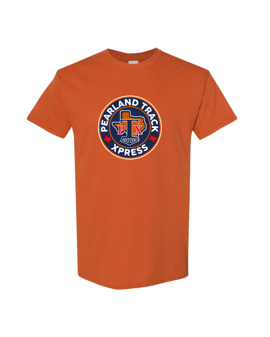 PTX- Pearland Track Xpress Logo  Cotton Blend tee- Orange