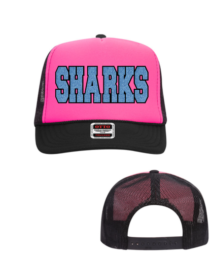 Shadow Creek High School-  SHARKS Glitter Applique Foam Trucker Hat
