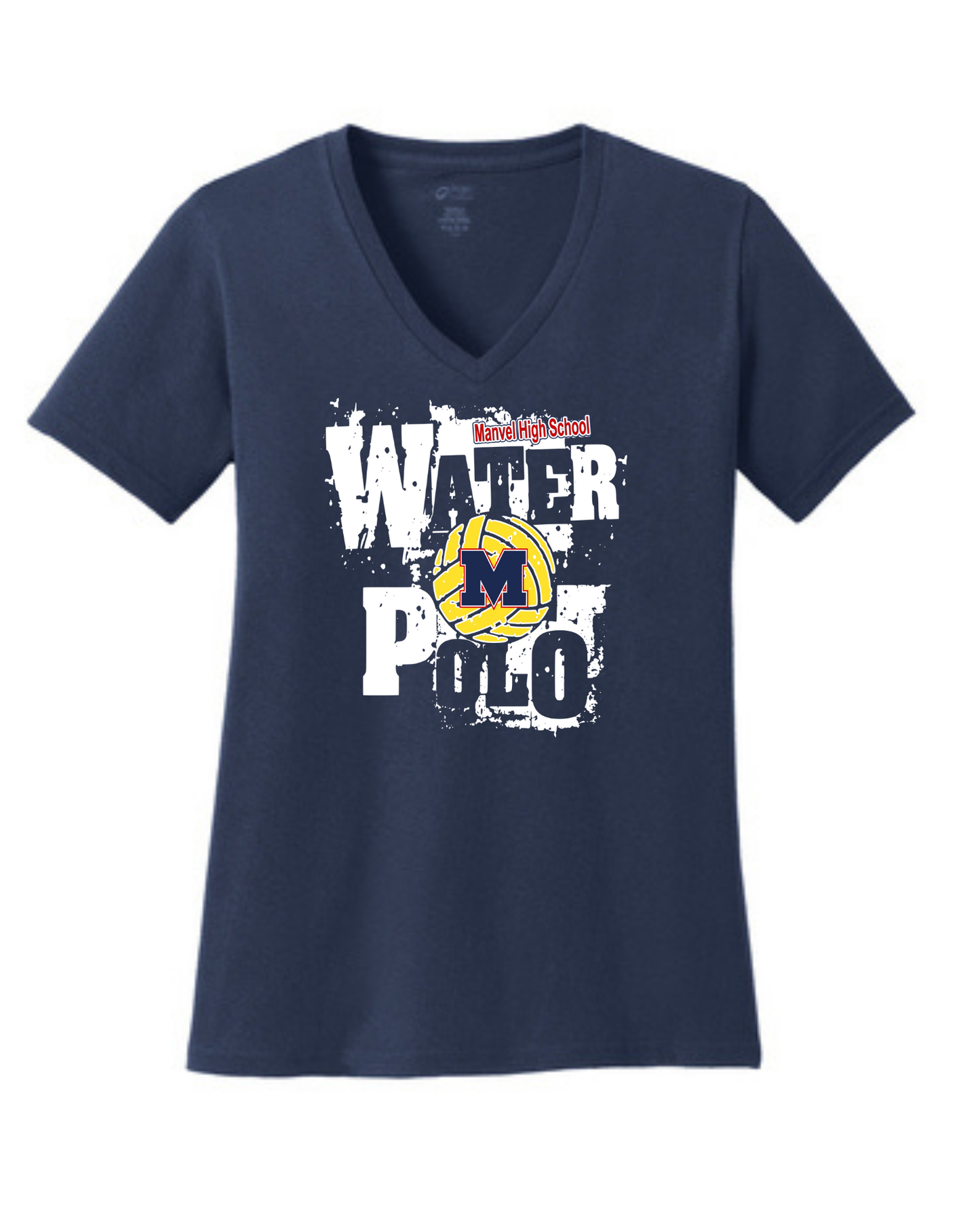 Manvel Water Polo- Manvel Water Polo Ladies Vneck Cotton Tee