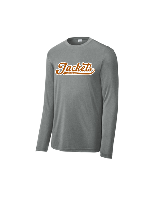 Alvin HS Track and Field- Cursive Jackets Track and Field Performance Long Sleeve Tee