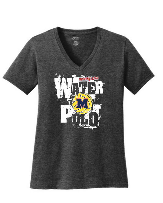 Manvel Water Polo- Manvel Water Polo Ladies Vneck Cotton Tee