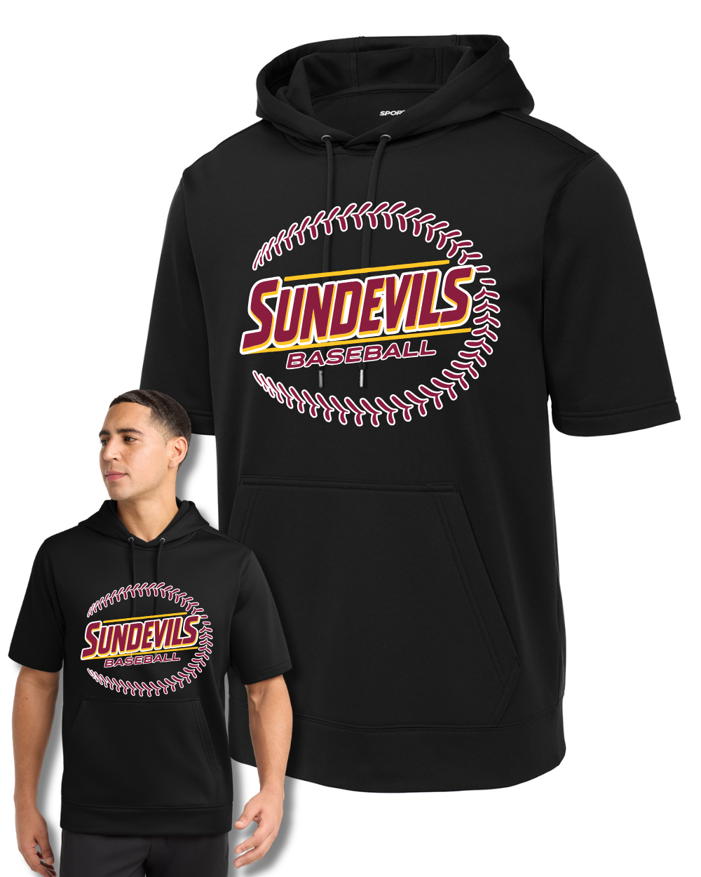 GC Sun Devils Baseball-Sundevils Baseball Short Sleeve Performance Hoodie