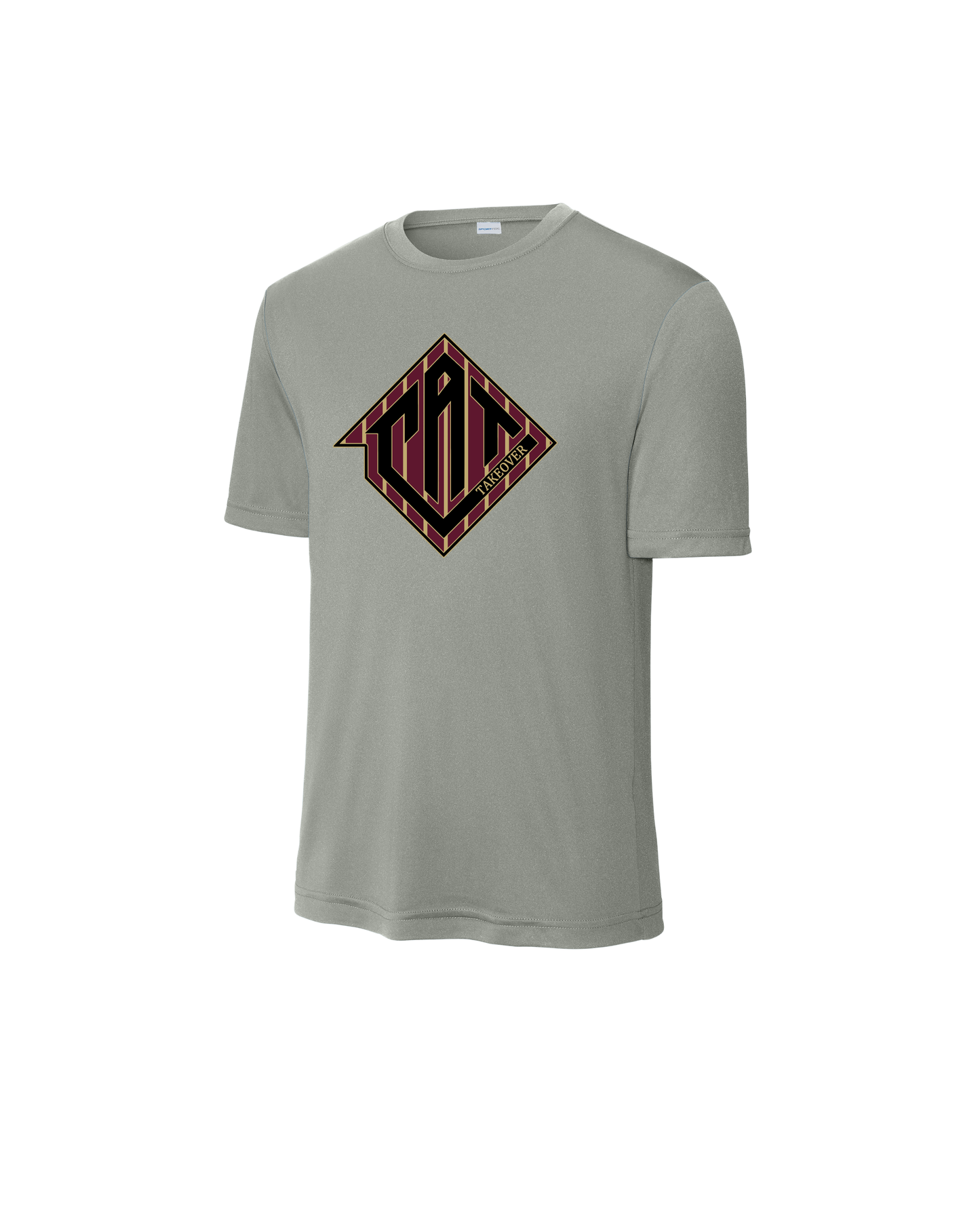 Cat Takeover - CAT Pin Striped Logo Performance Short Sleeve Tee