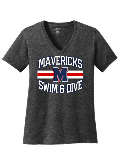 Manvel Swim & Dive- Mavericks Swim Ladies Vneck Cotton Tee