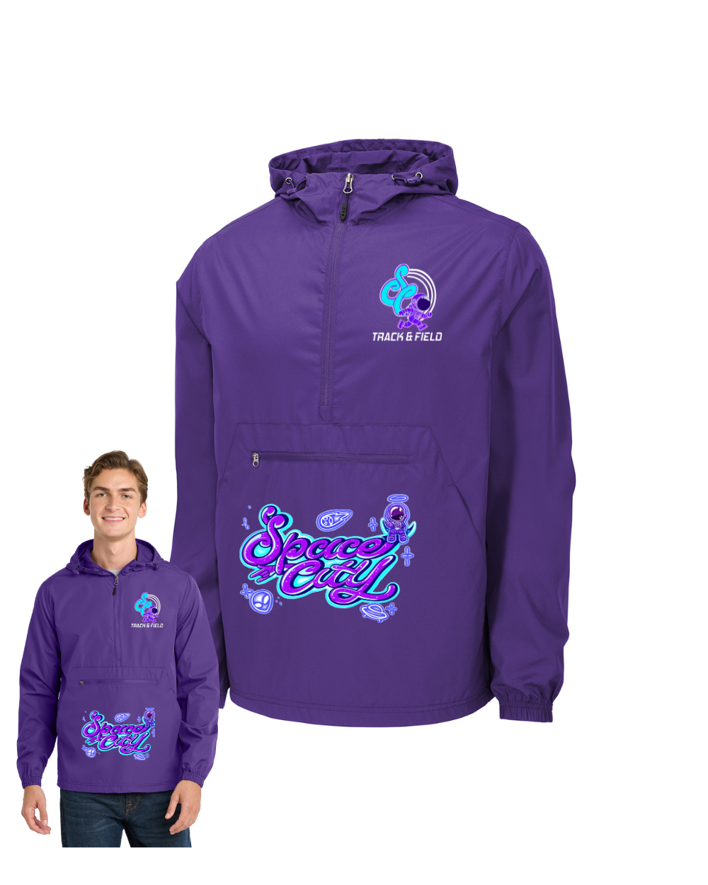 Space City Track & Field-  Space city  Pullover Rain Jacket