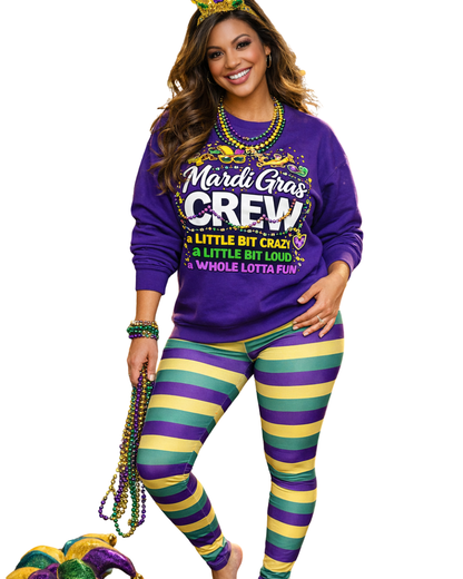 Mardi Gras- Green, Purple, and Gold Striped Leggings