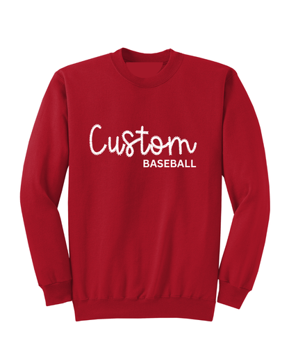 Baseball Spiritwear- Baseball Embroidered Mascot  Stitch Font Crewneck