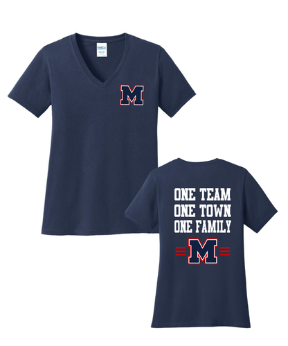 Manvel Football - One Team Ladies Vneck Cotton Tee