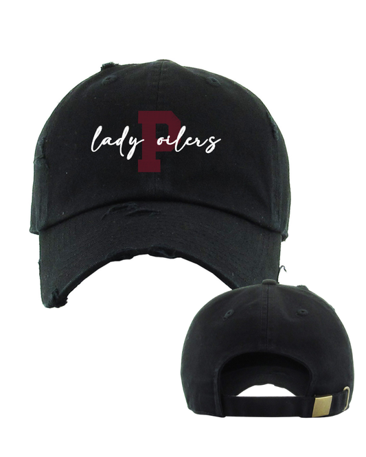 PHS Softball- P Lady Oilers Embroidered Distressed Cap- Black