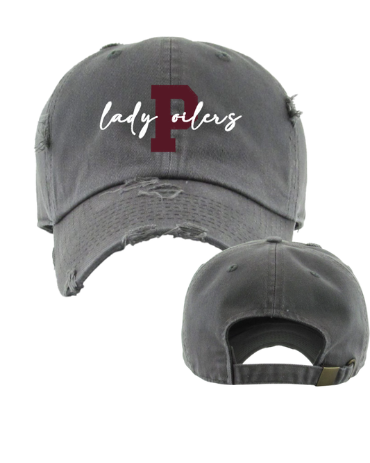 PHS Softball- P -Lady Oilers Embroidered Distressed Cap-Grey