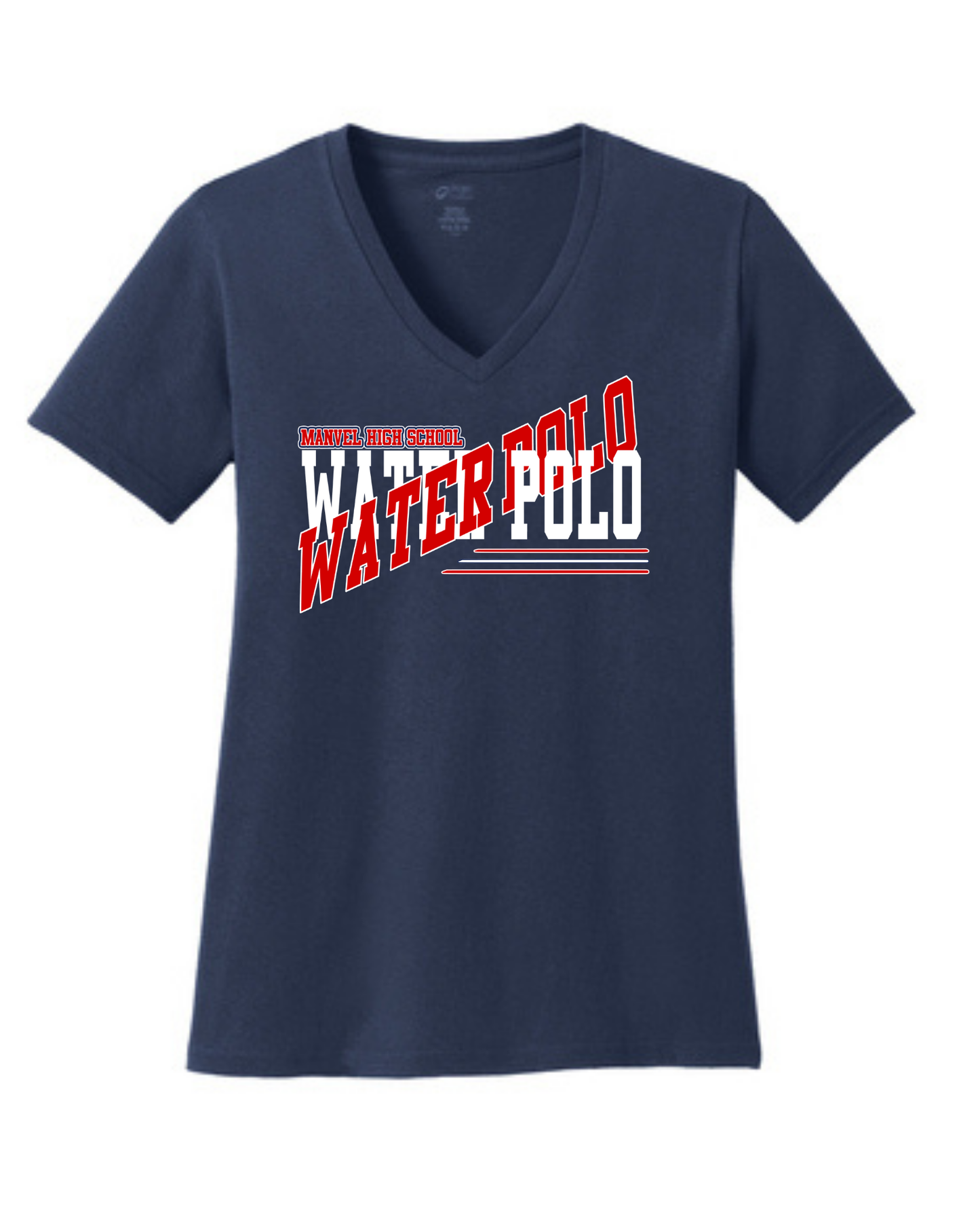 Manvel Water Polo- Cross Water Polo Ladies Vneck Cotton Tee