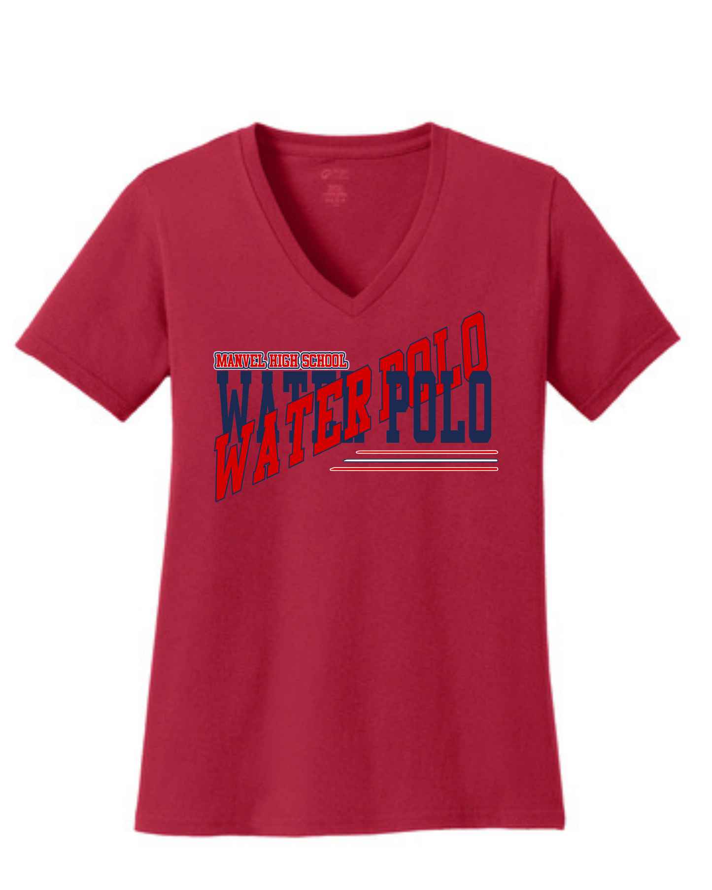 Manvel Water Polo- Cross Water Polo Ladies Vneck Cotton Tee
